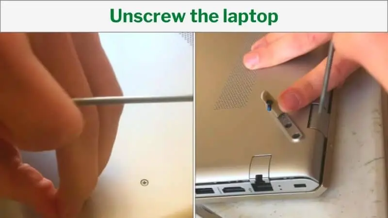 Unscrew the laptop